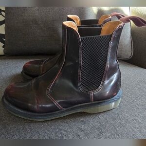 Dr. Martens Women's Black with Burgundy Stitch Chelsea Boots